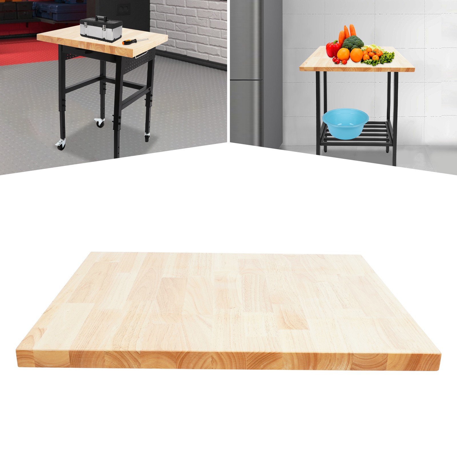 Modern Rectangular Countertop Rubber Wood Countertop Standard Countertop Durable