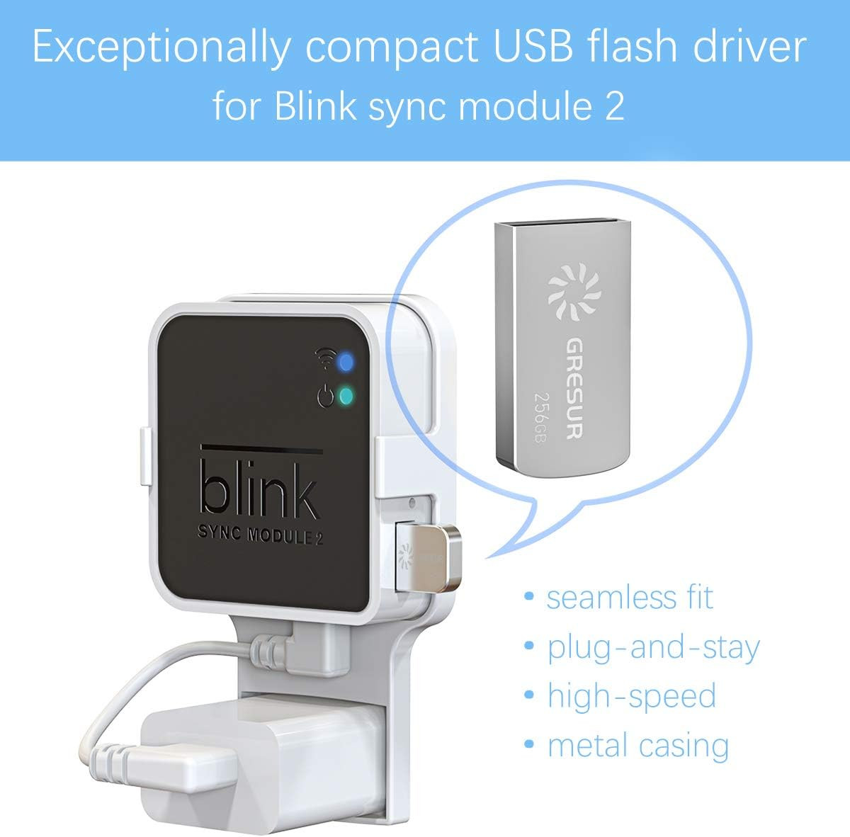 256GB USB Flash Drive for Local Video Storage with The Blink Sync Module 2 Mount