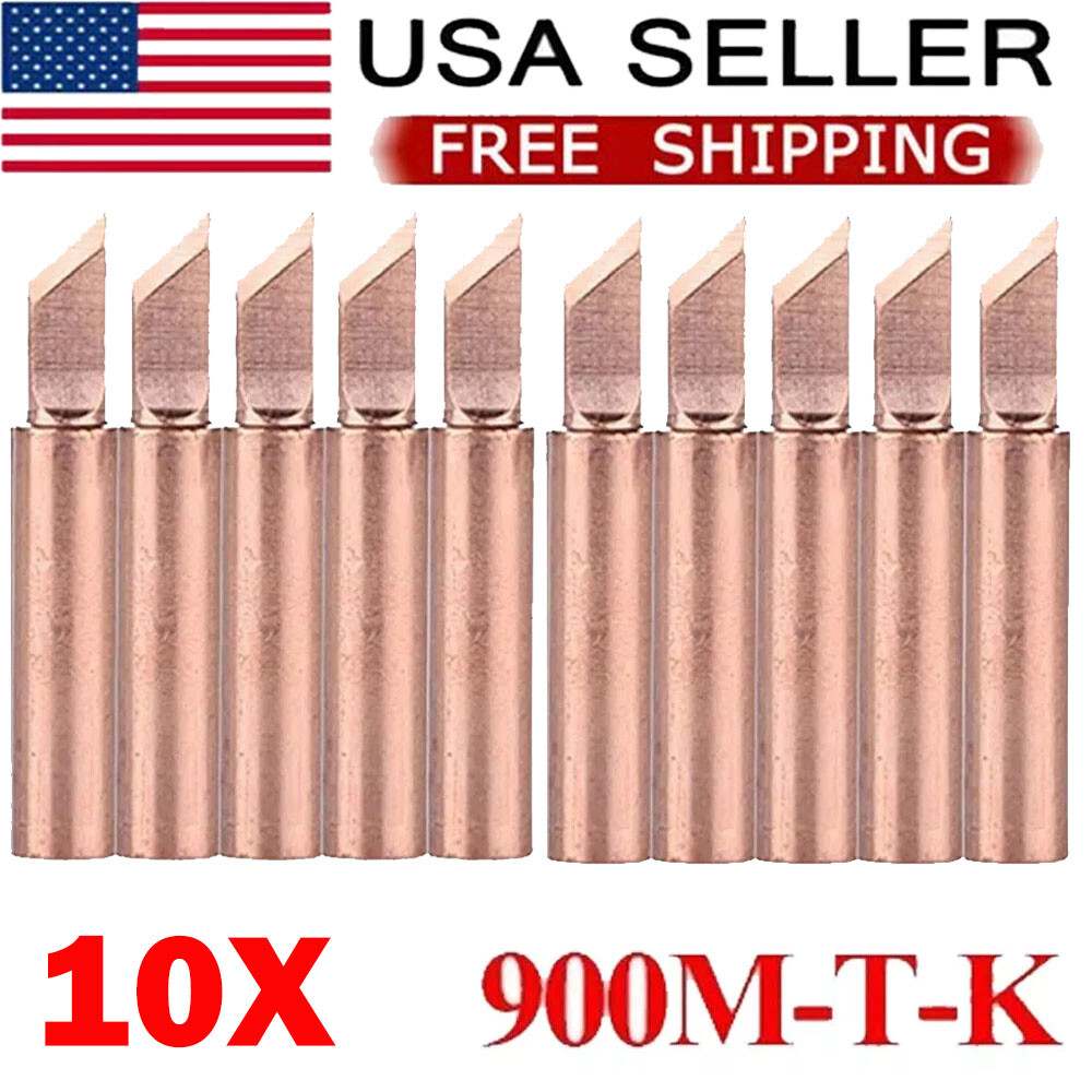 10x 900M-T-K Pure Copper Soldering Iron Tips Set Lead-Welding Solder Tip Tools