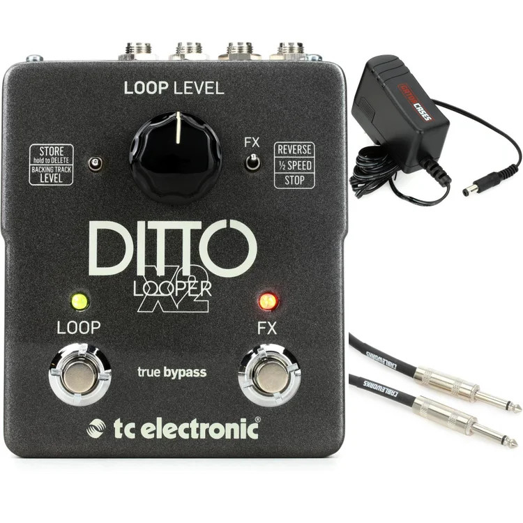 TC Electronic Ditto X2 Looper Pedal with Cable and Power Supply