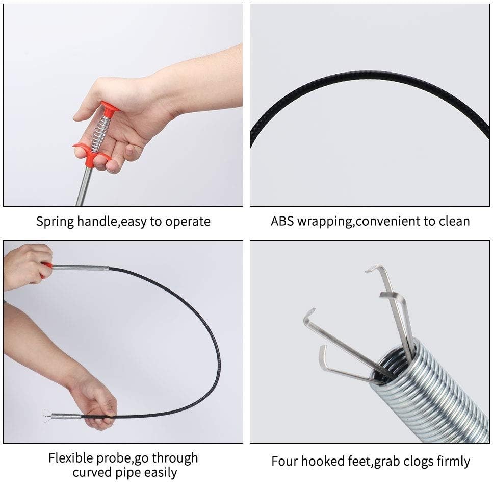 Stainless Steel 63-Inch Flexible Clog Remover Tool - Easy Cleanup Solutions