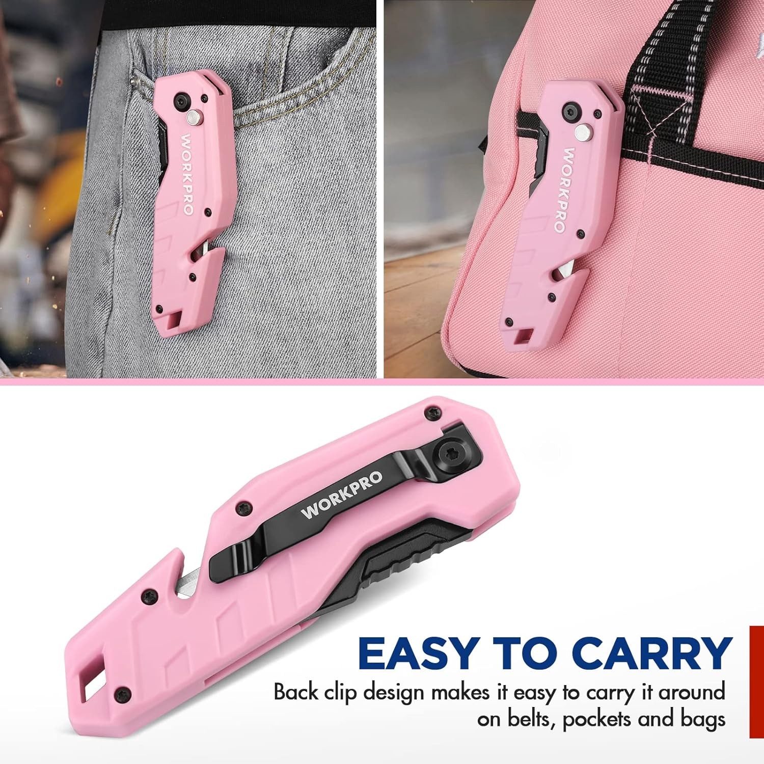 WORKPRO Folding Utility Knife 10 Extra Blade Razor Knife Quick Change Box Cutter