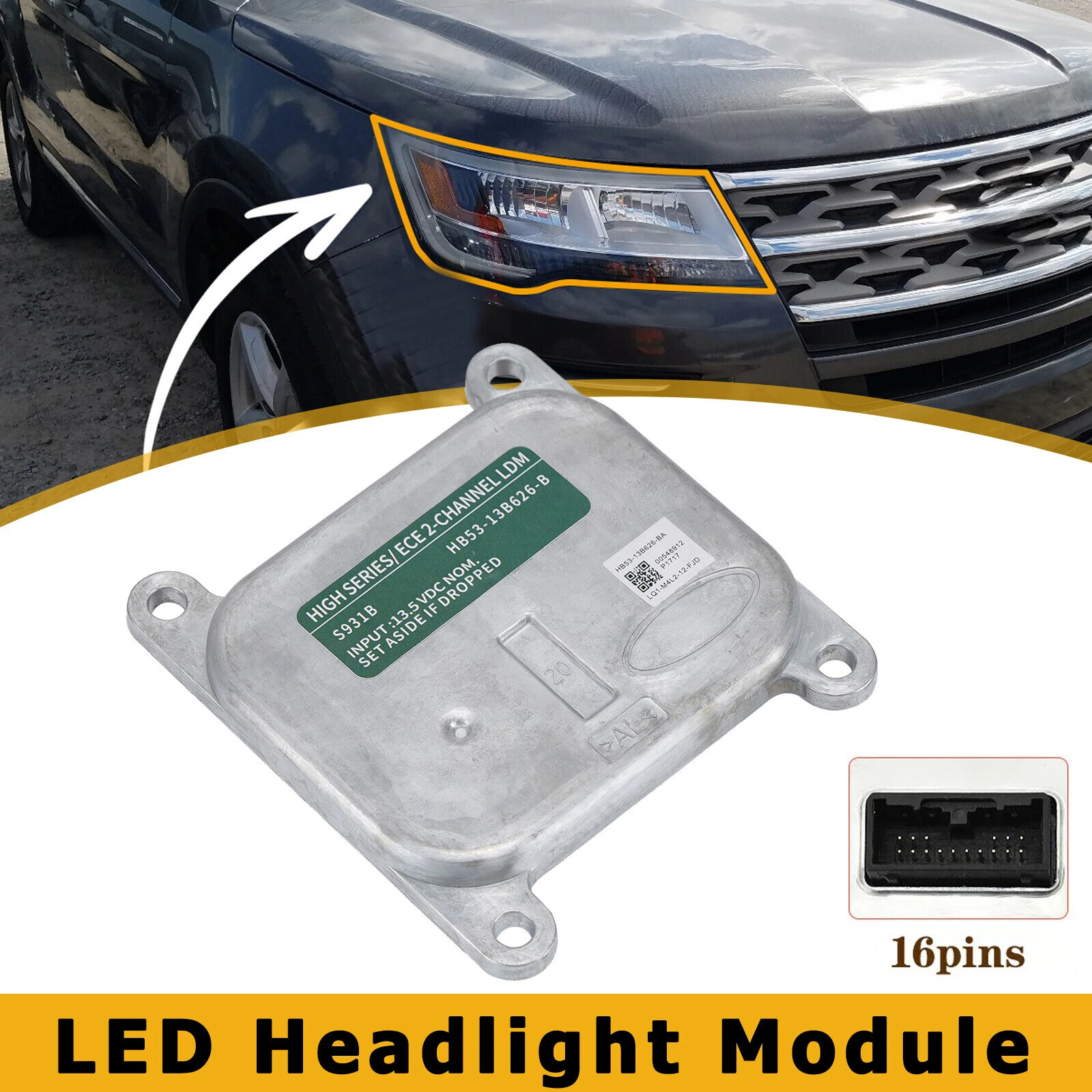 ⭐For 2016-2019 Ford Explorer HB53-13B626-B LED Headlight Module Control Unit NEW