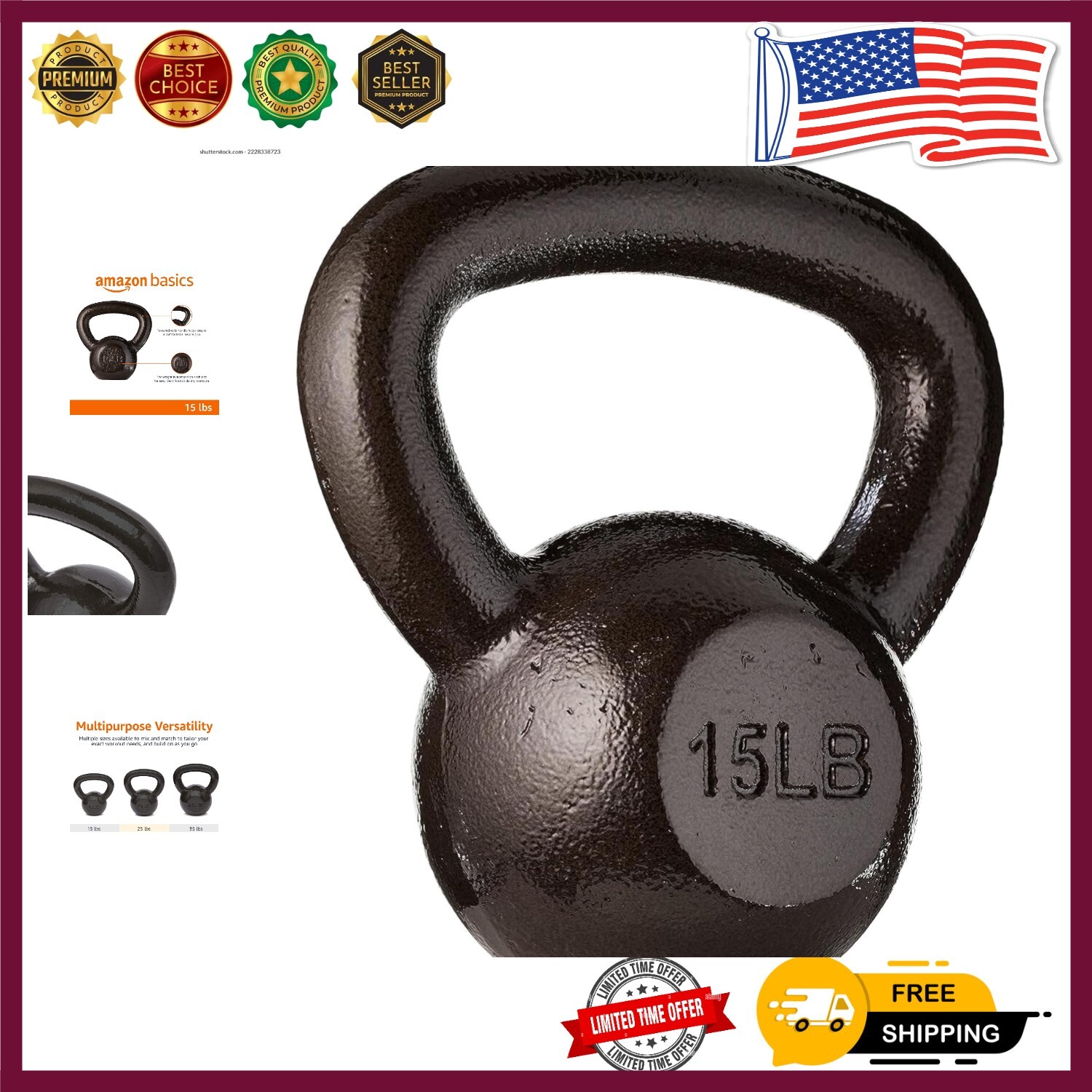 Versatile 15 lb Cast Iron Kettlebell - Essential for Home Resistance Training