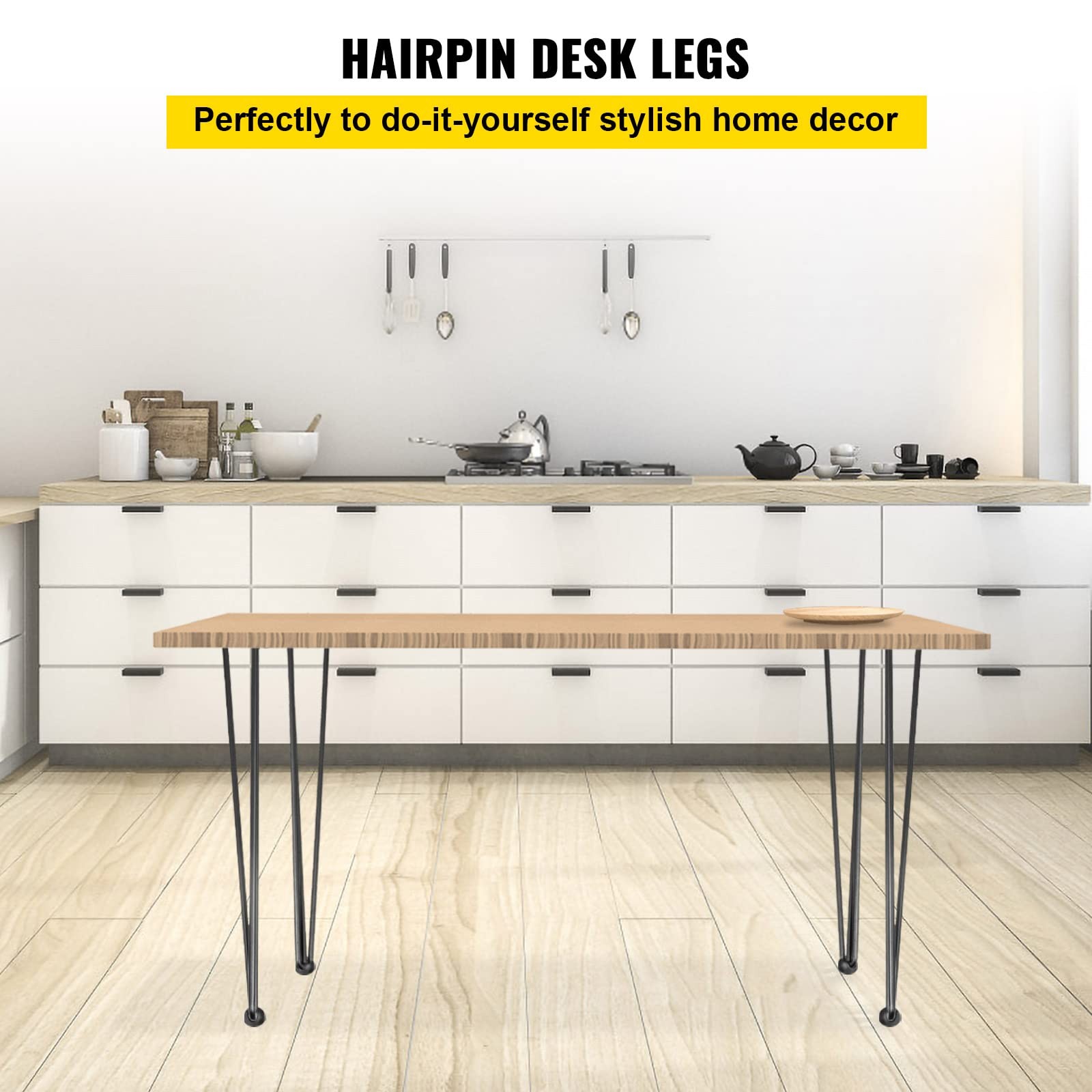 36 Inch Black Hairpin Table Legs Set of 4 Durable Steel for DIY Furniture Pro...