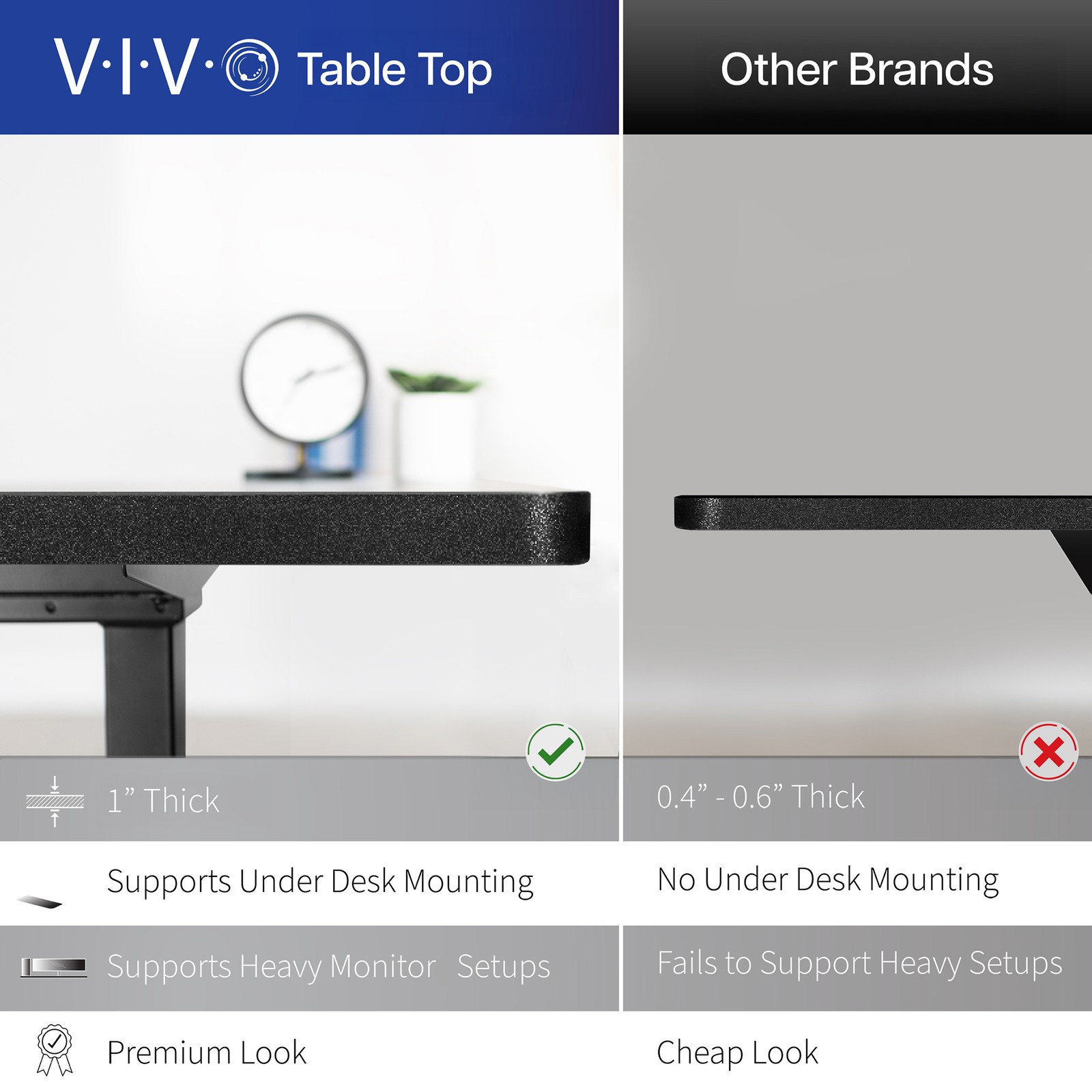 VIVO Dark Gray 60 x 24 inch Universal Table Top for Sit to Stand Desk Frames