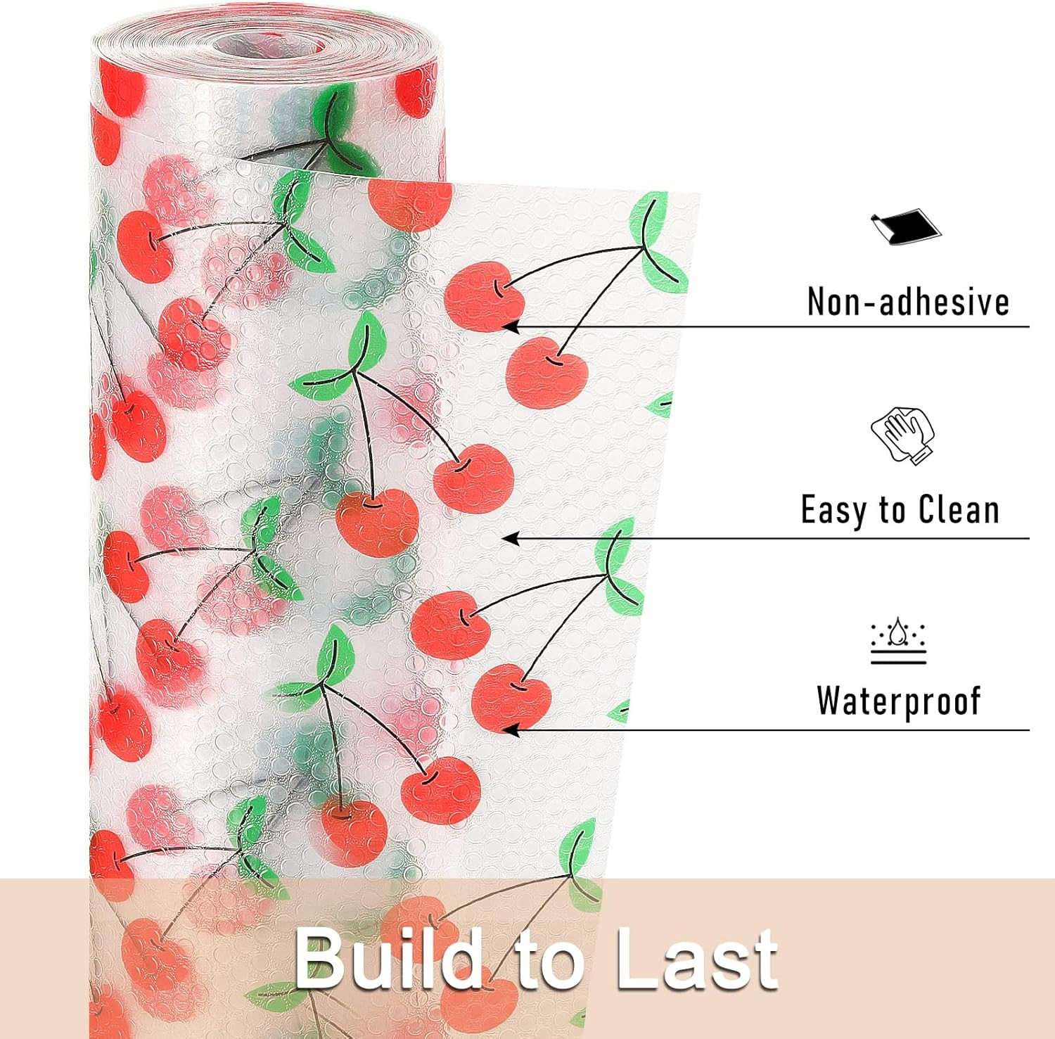 Shelf Liner, Non-Adhesive Waterproof Shelf Paper with Fruit Pattern, Easy to ...