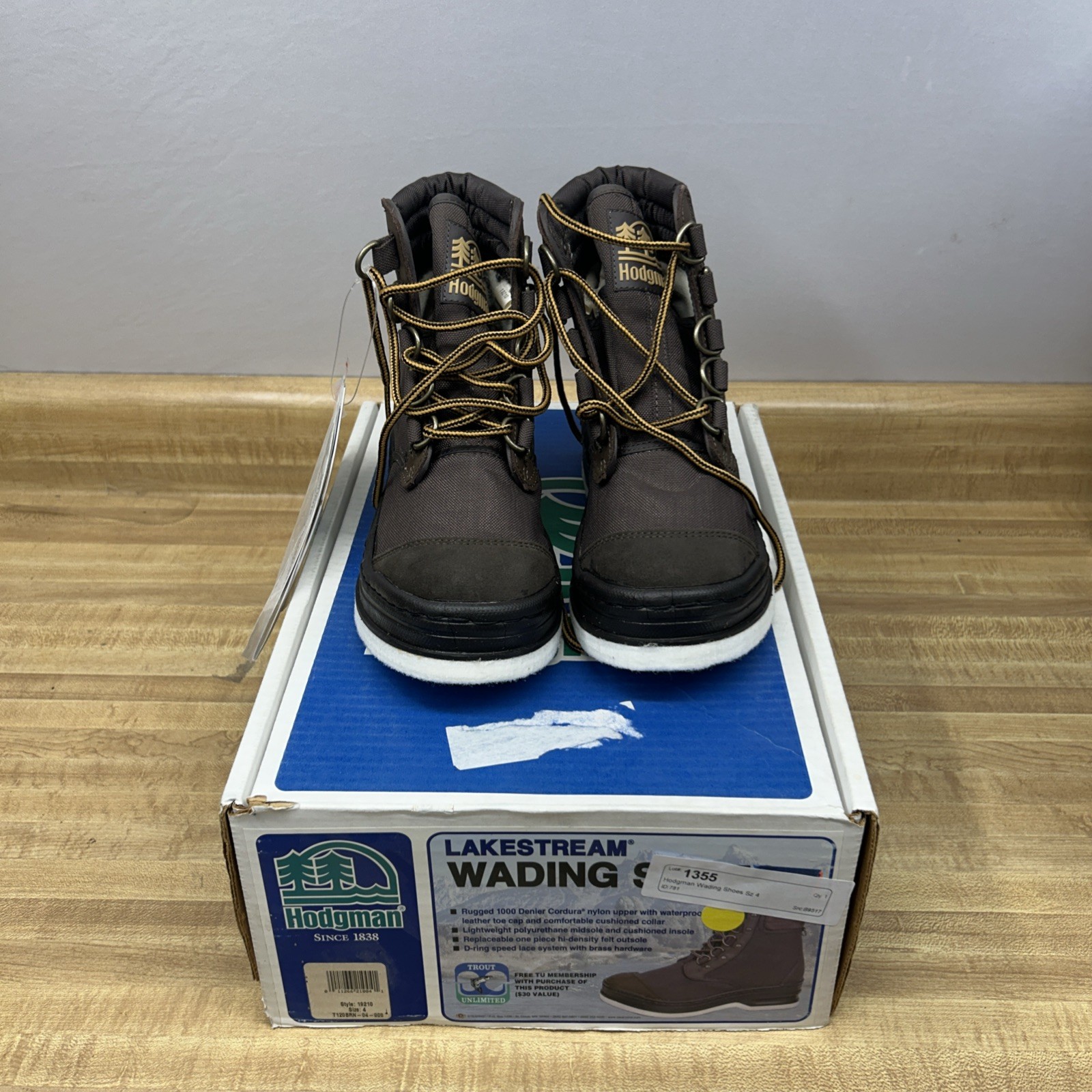 Hodgman Wading Boots Fishing Mens Size: 4 Lakestream 19210 Brown Lace Up Ankle