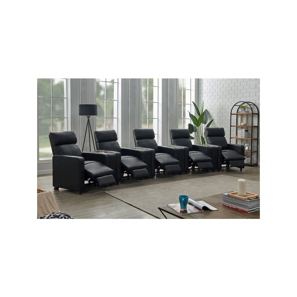 Toohey Upholstered Tufted Recliner Living Room Set Black