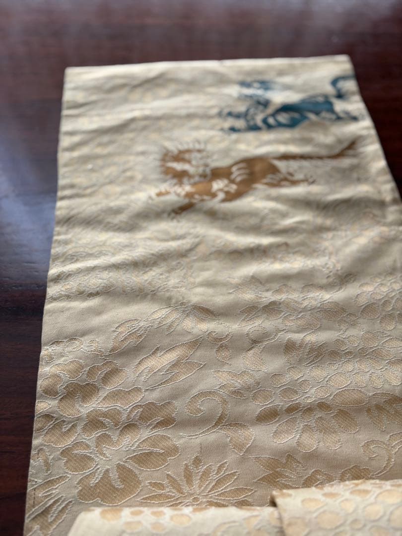 Antique Nagoya Obi Japanese Silk Sash Lion Phoenix Japan