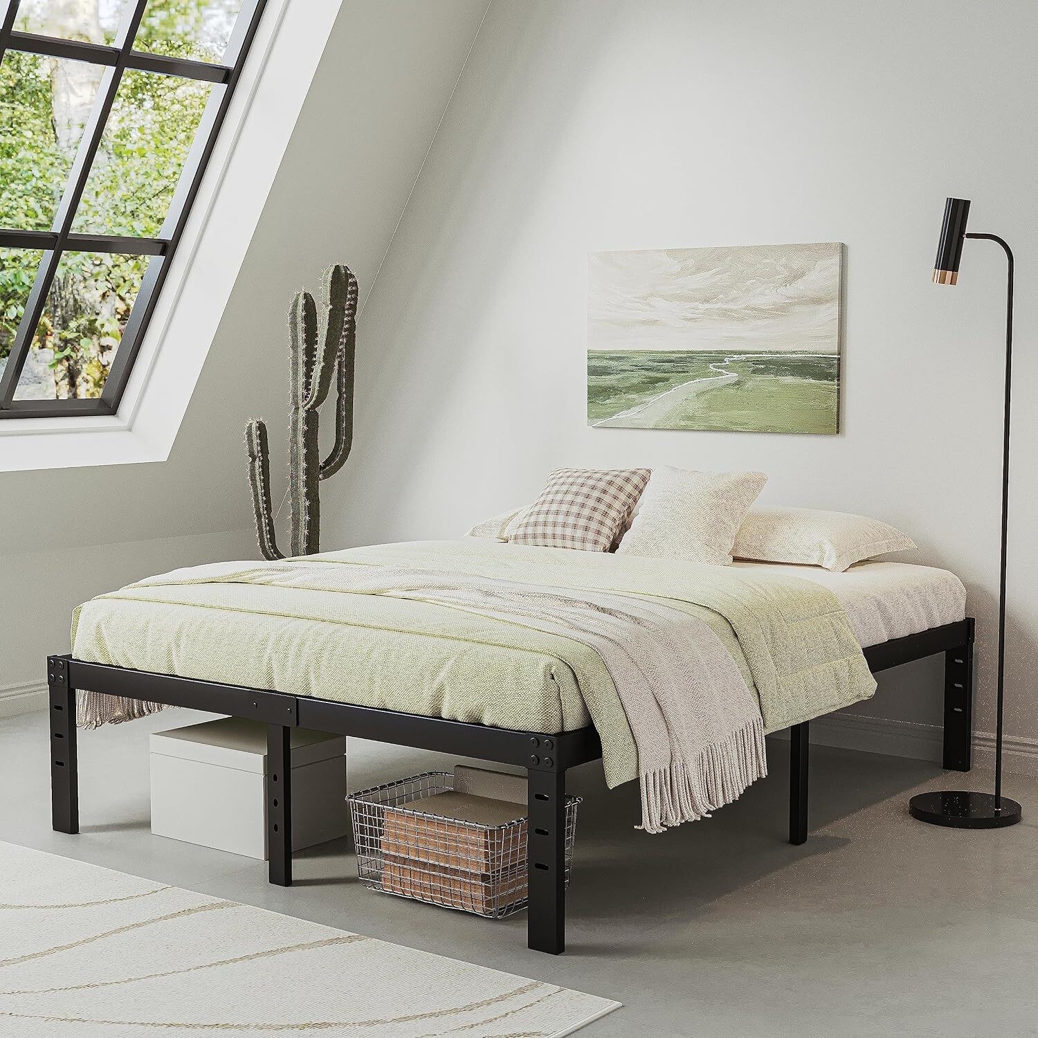 Bed Frame Queen 14 Inch Metal Platform Bed-Frame No Box Spring Needed Heavy Duty