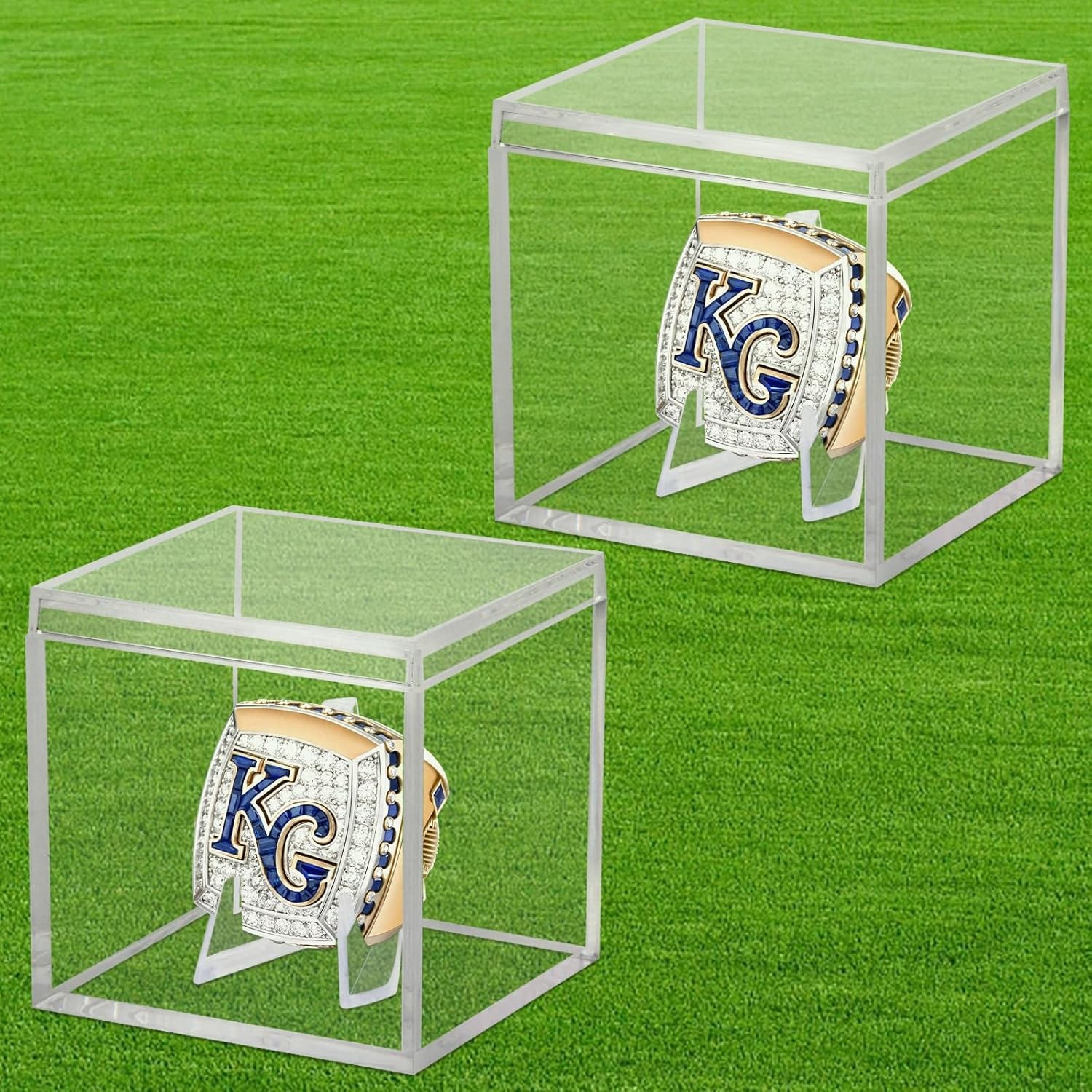 2 Pack Clear Acrylic Championship Ring Display Case, 2-Pack,