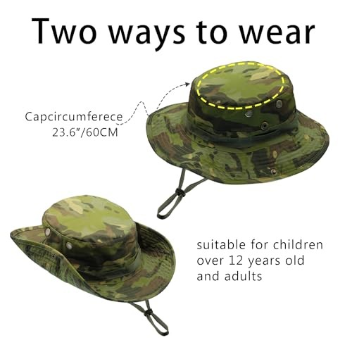 Camo Boonie Hat for Men Women, Military Tactical Wide Brim One Size C-jungle
