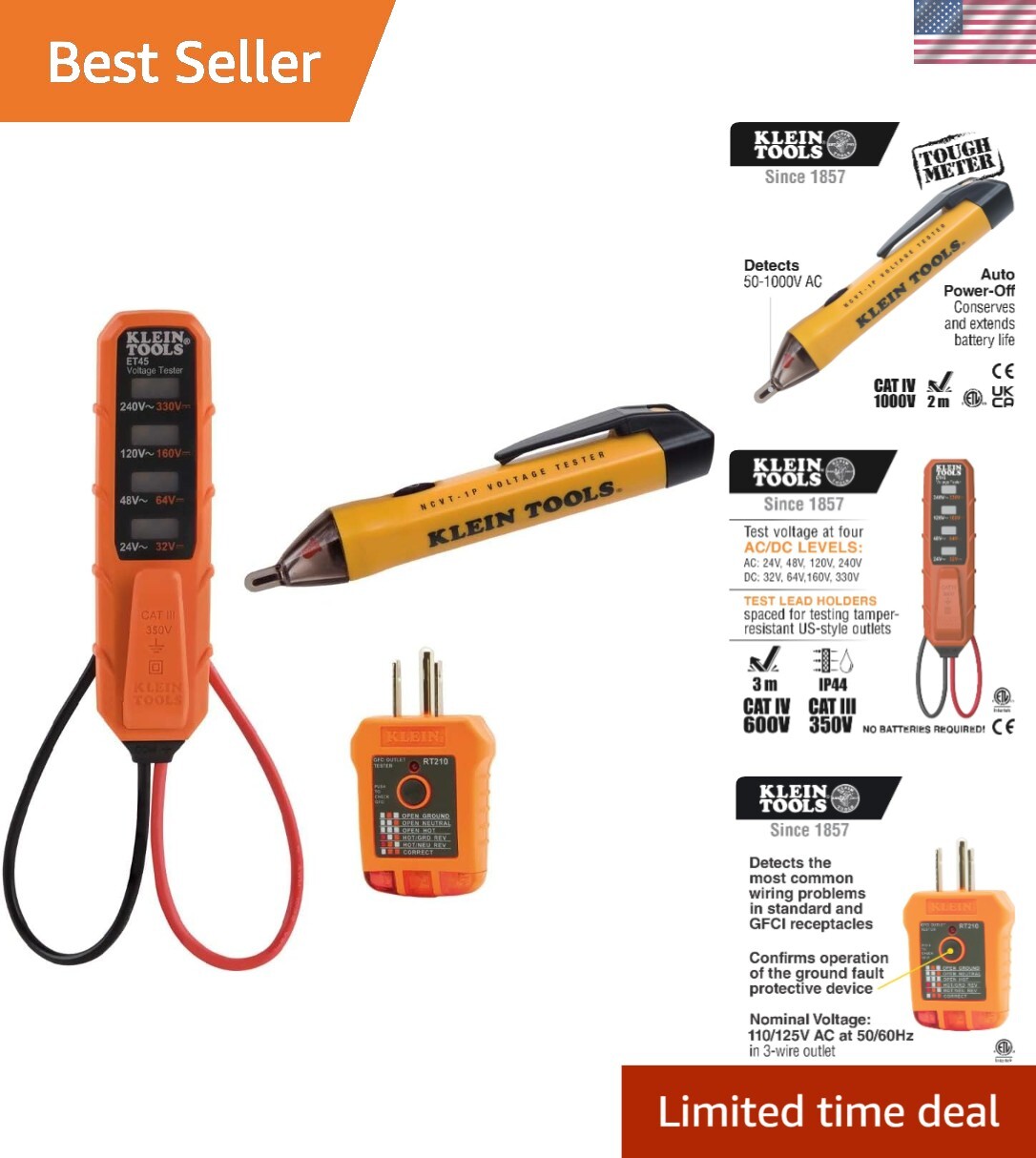 Compact 3-Piece Voltage Tester Set - Perfect for Home Electrical Troubleshooting