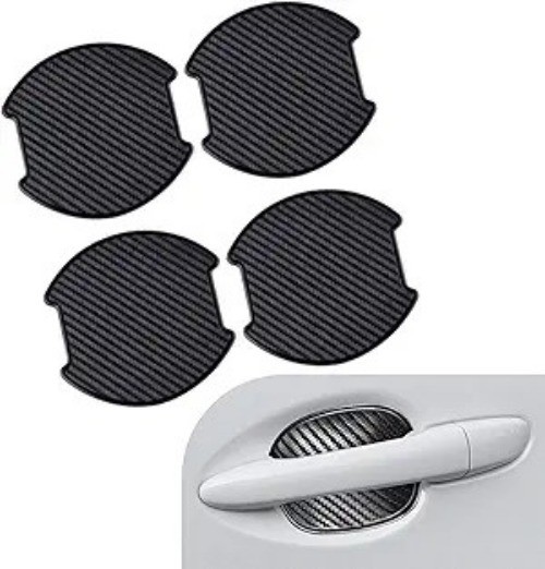4PCS Car Door Handle Scratch Protector, 3D Carbon Fiber Auto Door Color: Large