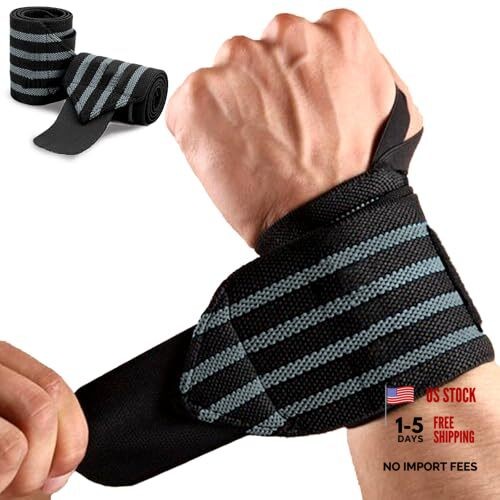 Wrist Wraps for Weightlifting 18" Professional Gym Wrist 18" （1 Pair） Gray