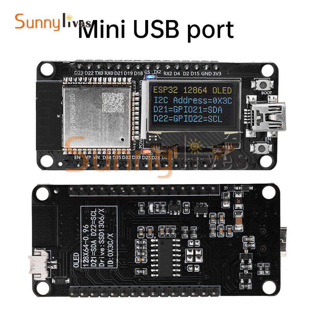 0.96" ESP32 ESP-WROOM-32D WIFI Bluetooth Development Board OLED CH340C Module