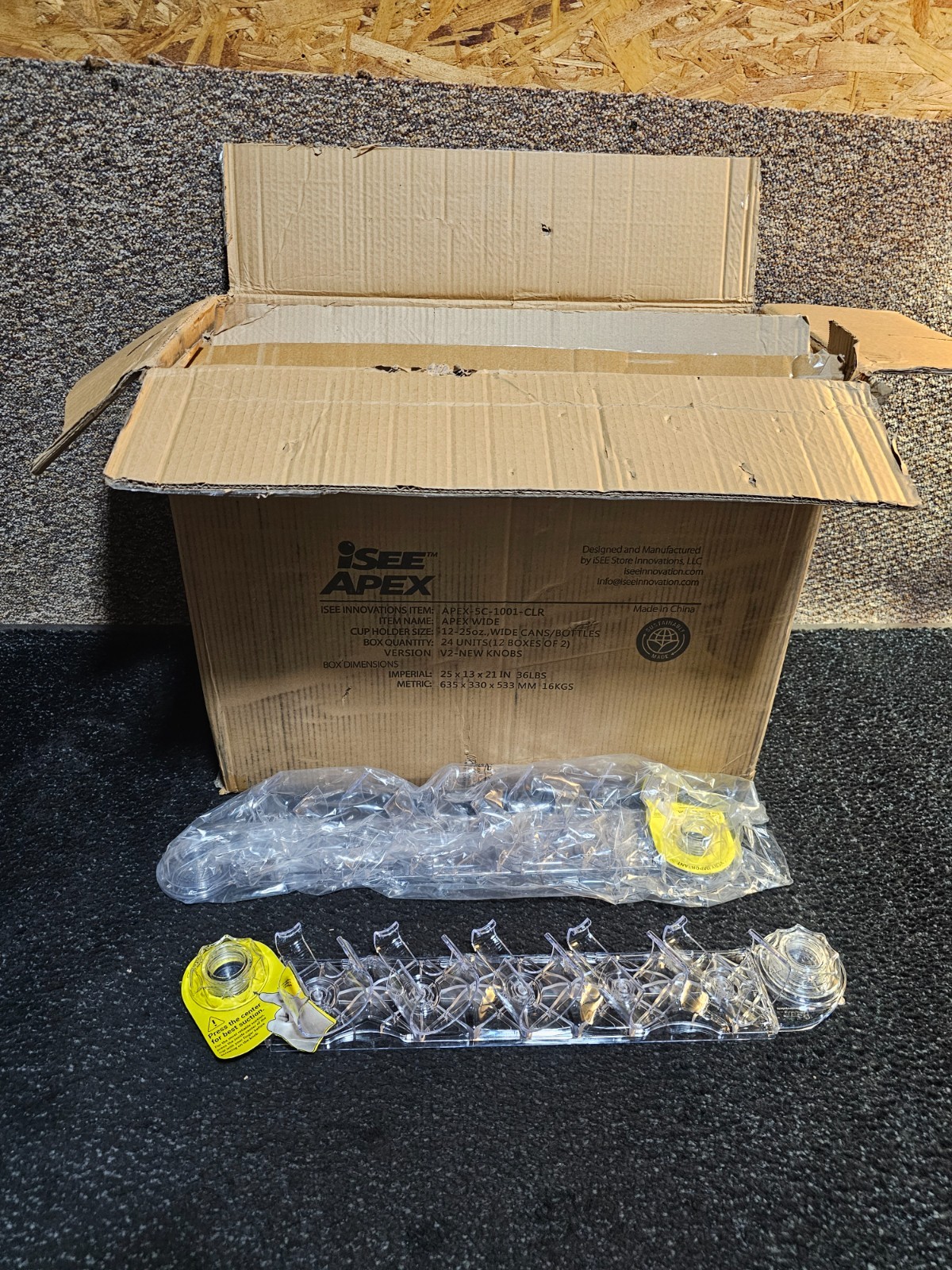 (QTY 24) iSee Apex Cooler Door Rack Wide 12-25oz Can/Bottles APEX-5C-1001-CLR