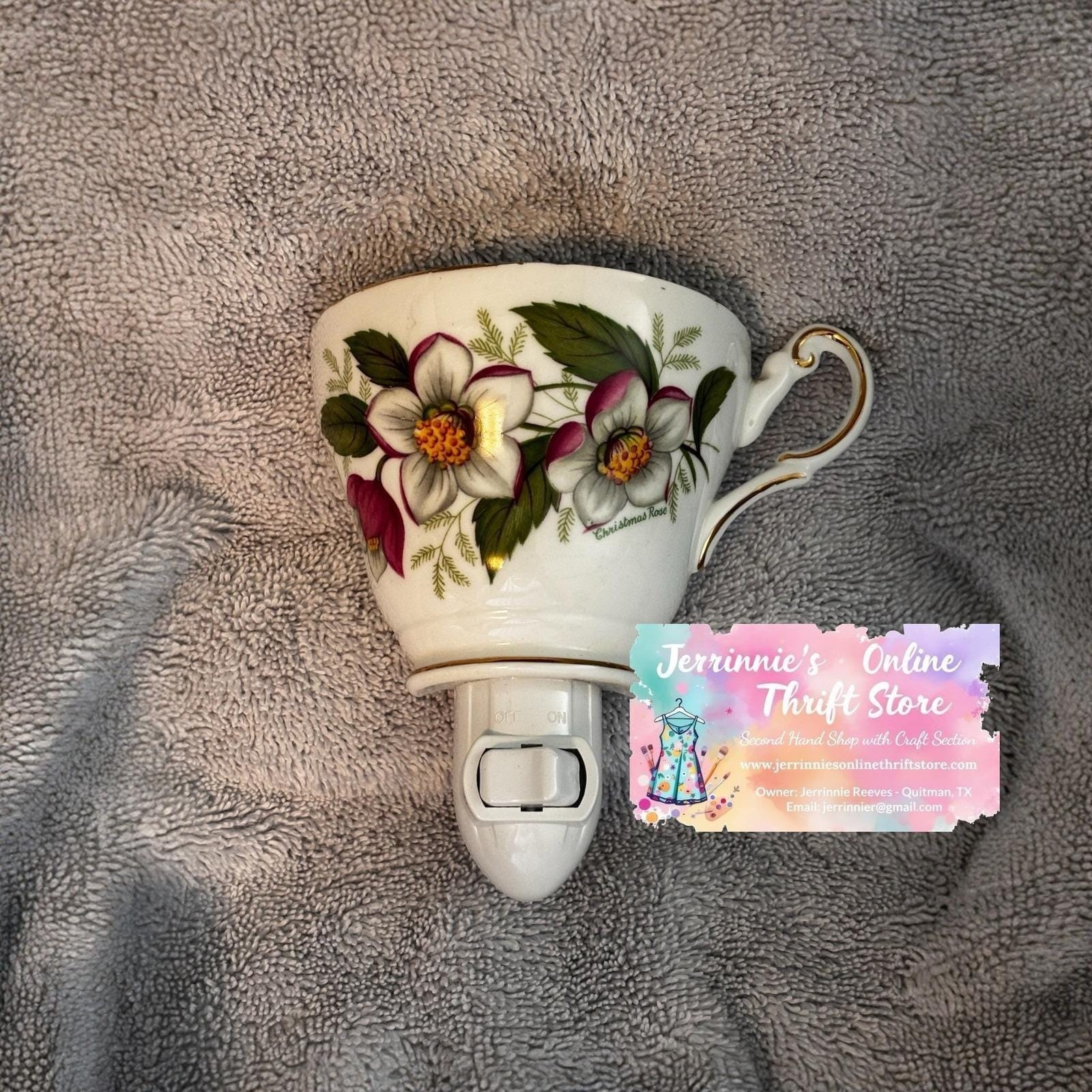 Handcrafted Regency Bone China Camellia Teacup Night Light – Floral Porcelain
