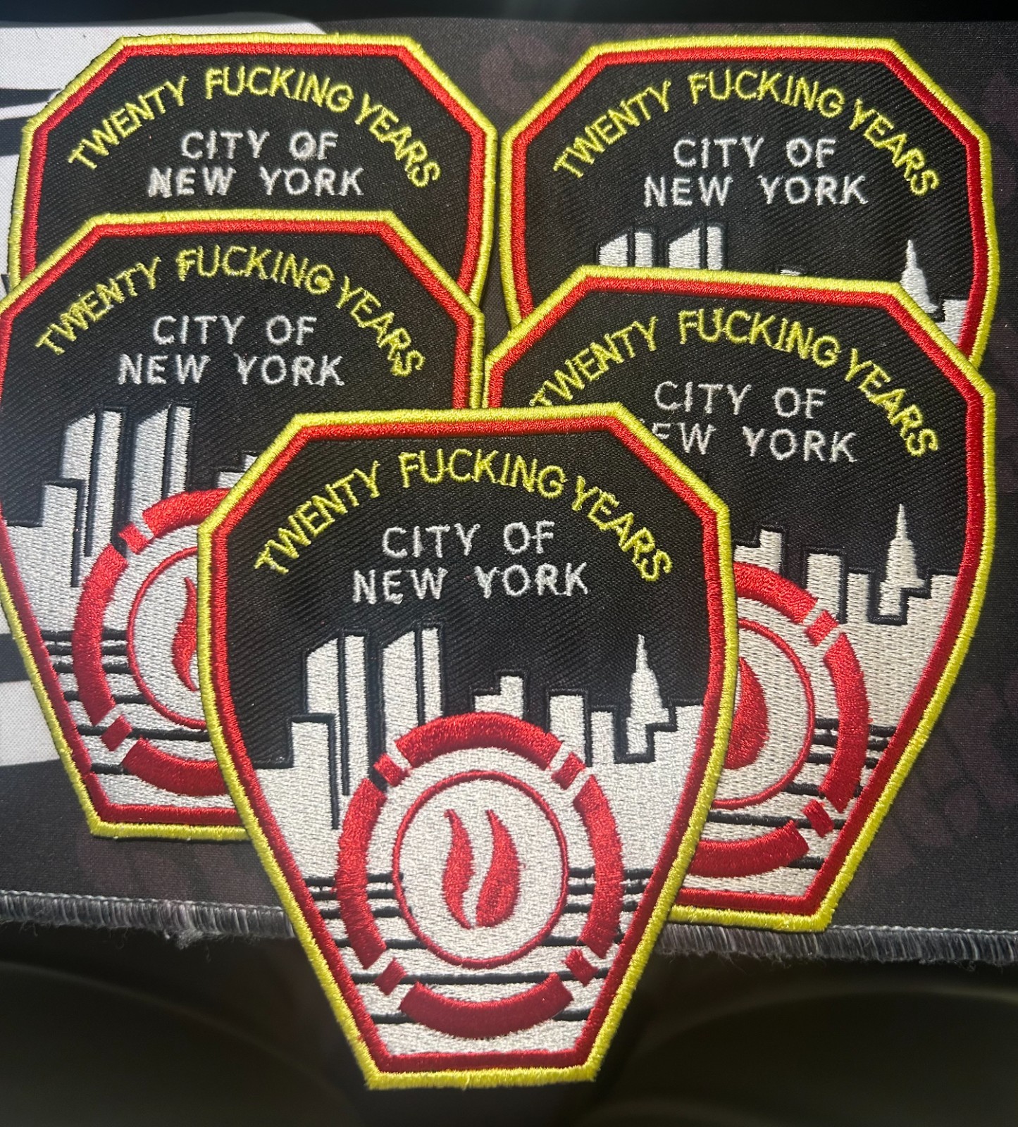 🔥 5-FDNY NYC Fire Department 20 FU%KING YEARS RETIREMENT PATCHES   BRAND NEW🔥