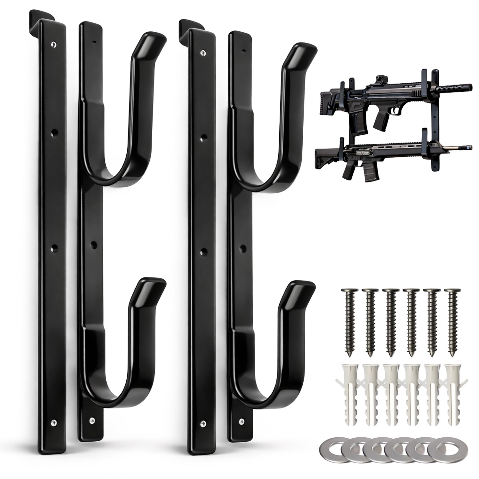 Killer's Instinct Outdoors 2 Pack Metal Gun Rack for Truck Set 1, Black