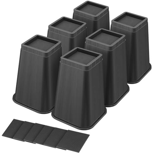 Bed Risers 8 Inch Heavy Duty, Furniture Risers Lifts 12" 8 INCH Black 6 Pack