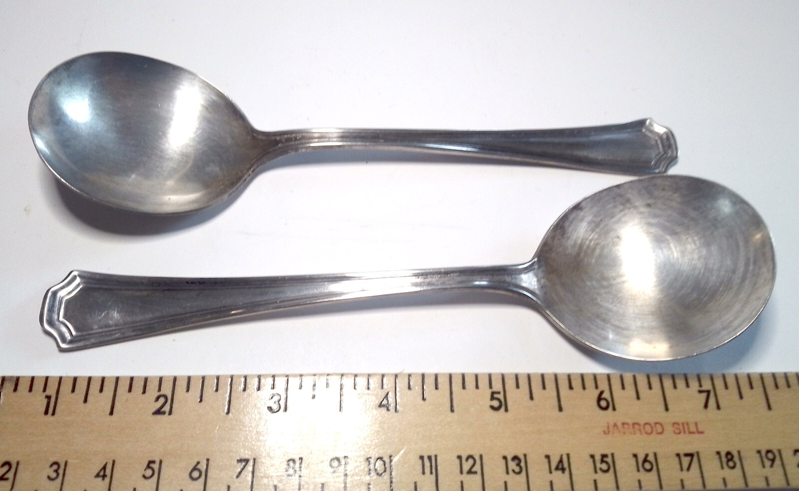 2 N.S.Co Sectional Round Bowl Replacement Soup Spoons.