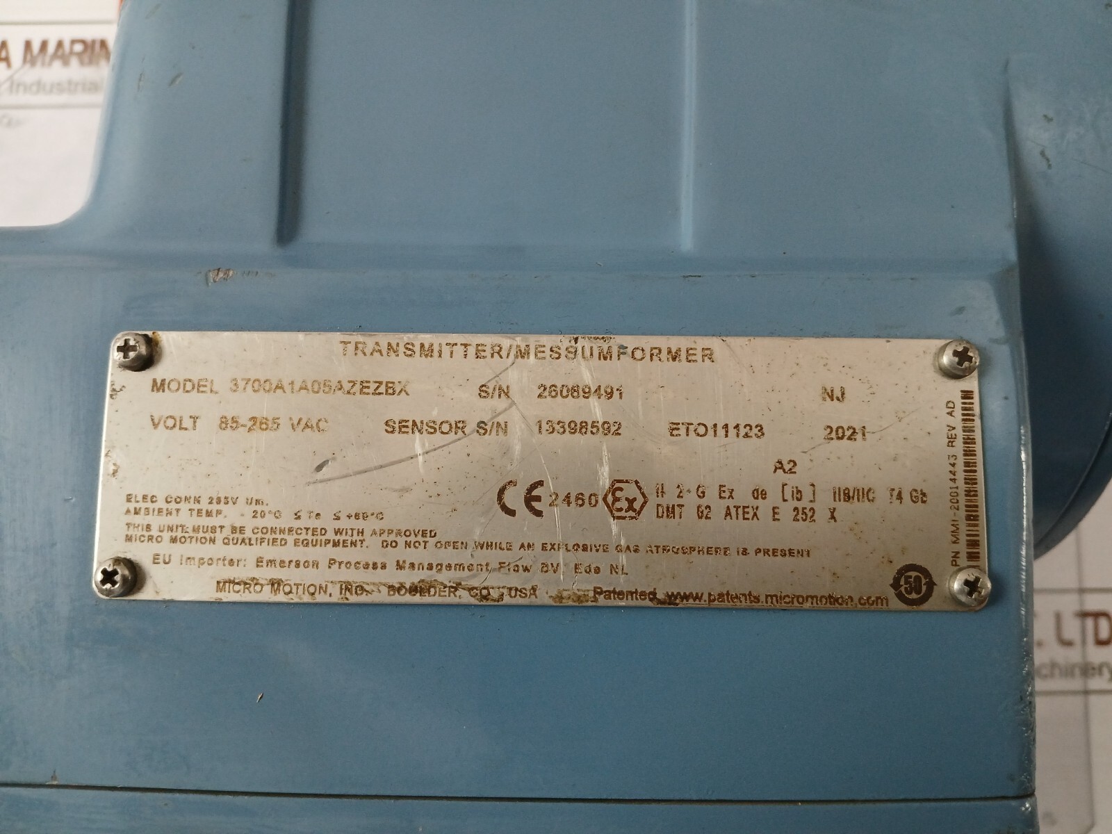 Micro Motion 3700 Controller And Transmitter 85-265VAC