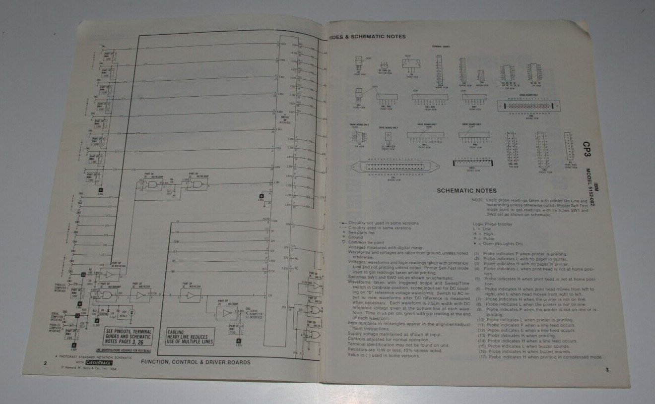 SAMS Computer Facts CP3 IBM Printer Model 5152-002 Technical Service Data