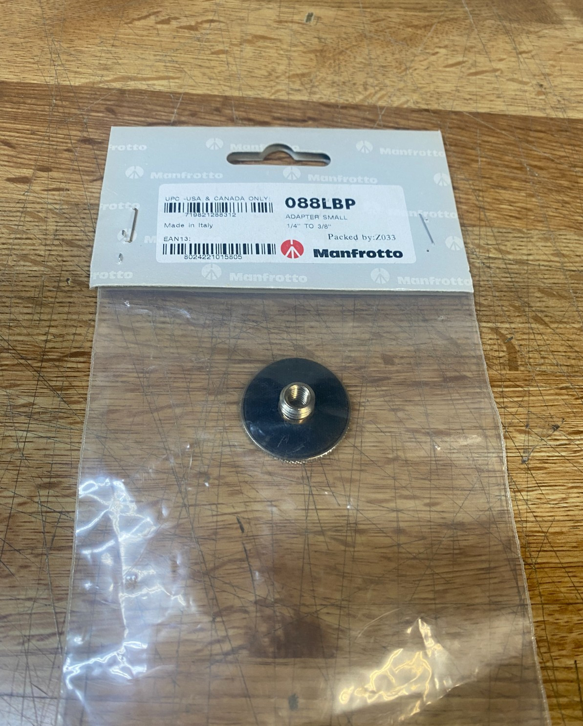 Manfrotto 088LBP Mounting Adapter 1/4" x20 Female Thread to 3/8" Male Thread
