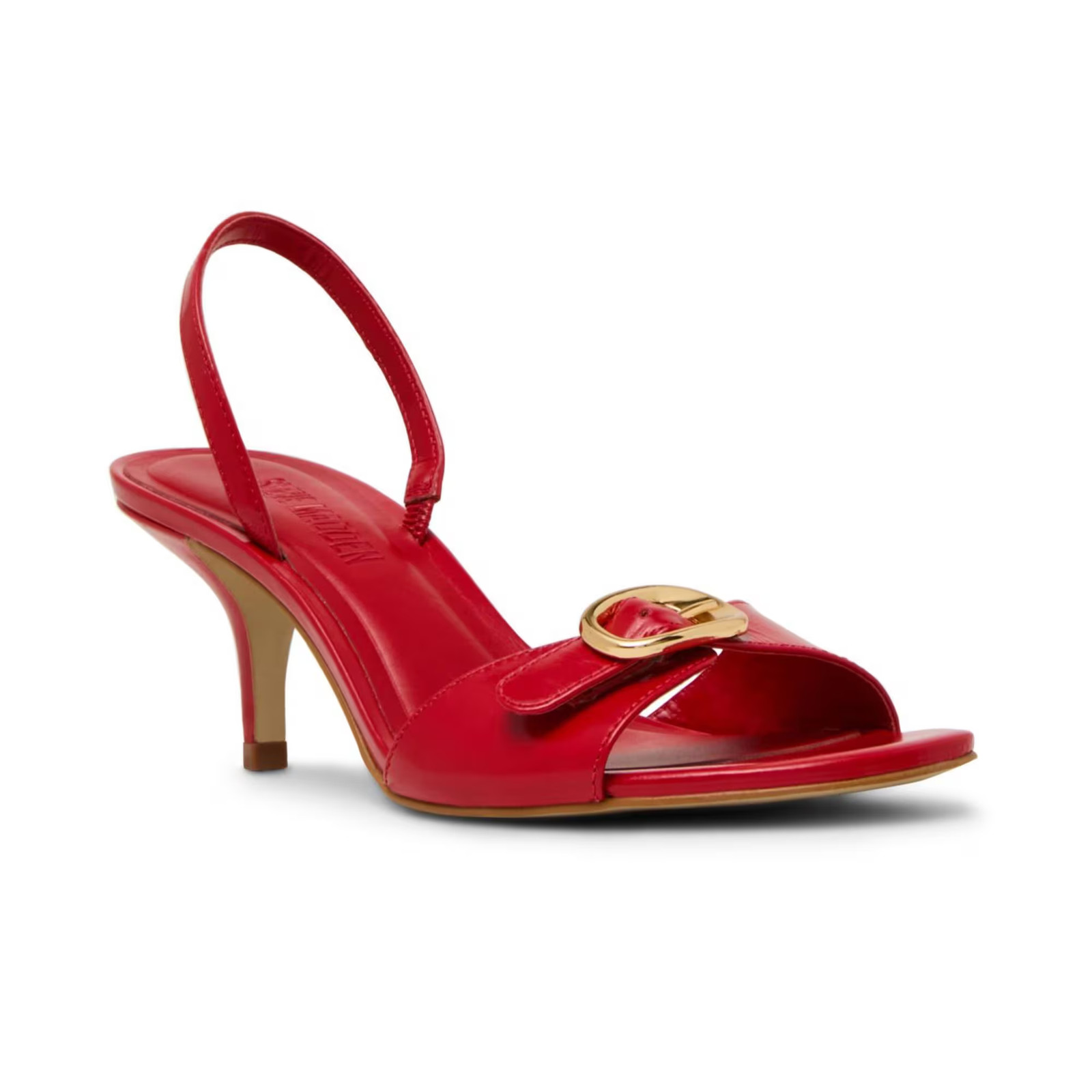 Women's Steve Madden Henrietta Kitten-Heel Dress Sandals Red Leather