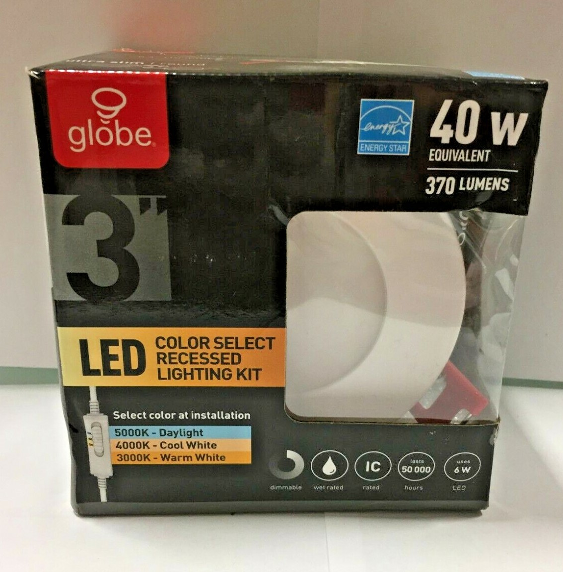 Globe Electric 91496 Ultra Slim Energy Star Frost White 3" W Metal LED Recessed