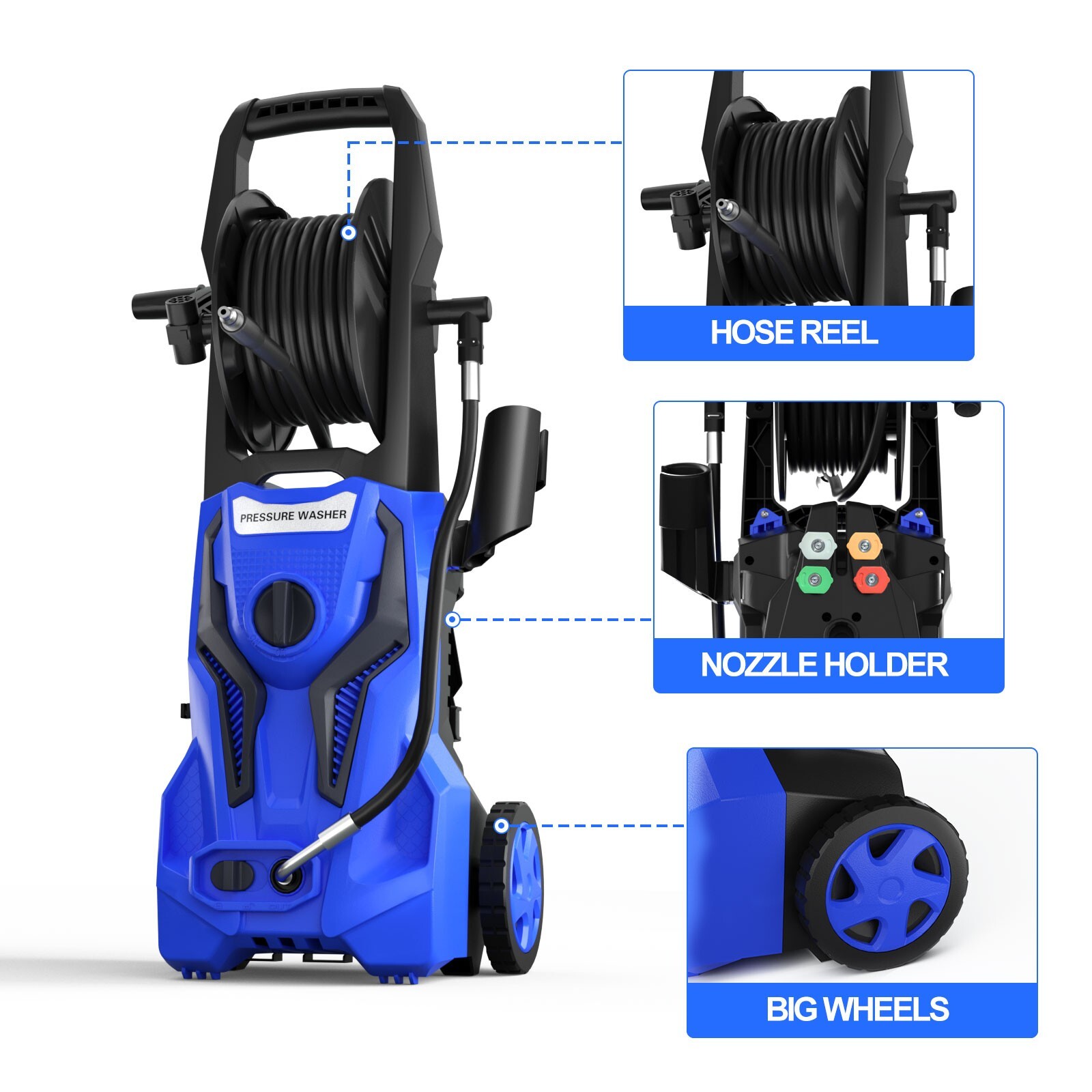 Electric Pressure Washer 5000 PSI 2.6 GPM with 25 FT Hose and 16.4 FT Power Cord