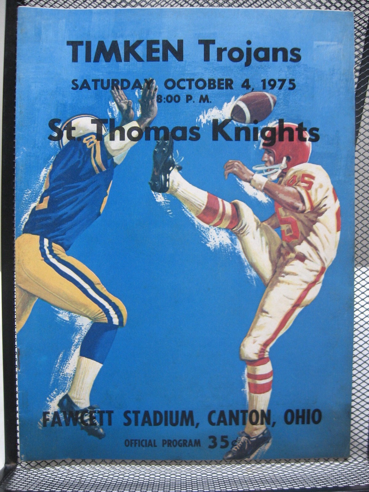 1975 Football Program Timken Trojans vs St. Thomas Knights Fawcett Stadium Canto
