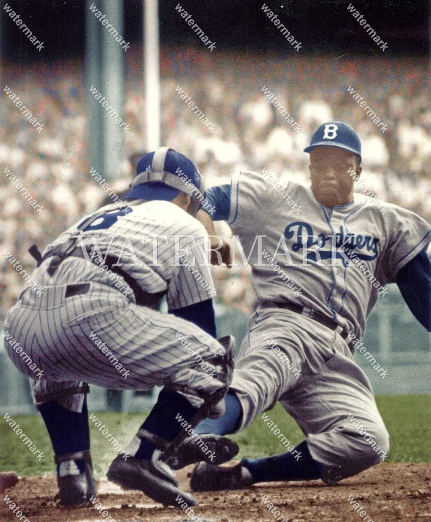 DW397 Jackie Robinson - Yogi Berra Yankees 8x10 11x14 16x20 Colorized Photo