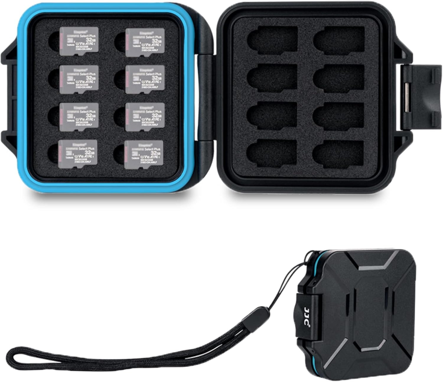 16 Slots Portable TF Micro SD Memory Card Case, Water-Resistant and Anti-Shock M