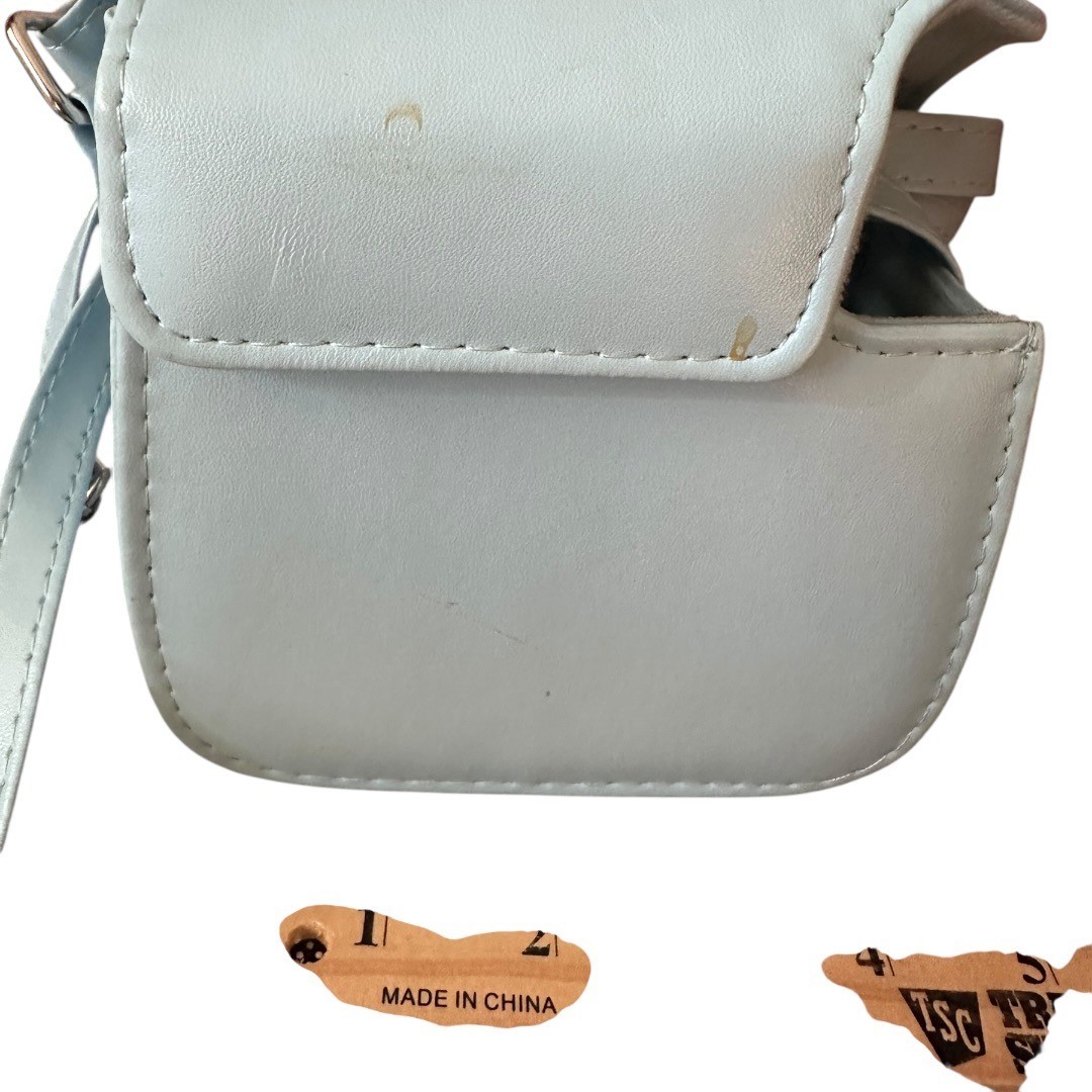 Fujifilm Instax Mini Camera Case Light Blue Synthetic Leather Crossbody Strap