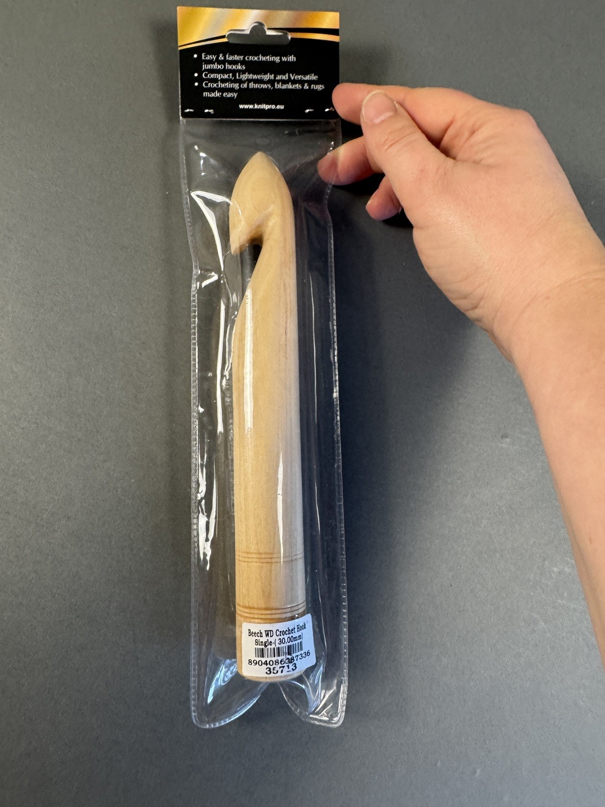 KnitPro Beech Crochet Hook 30mm Beech WD Single Wooden