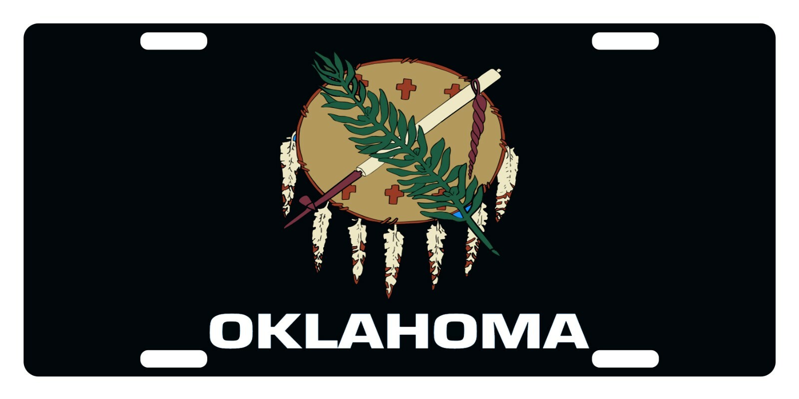 Oklahoma Flag Custom License Plate Emblem Black Version