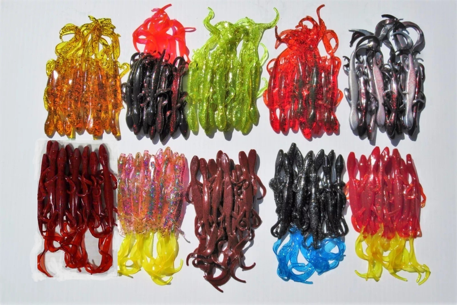 100 - 6" Soft Plastic Lizards - 10 Different Colors - Bass Fishing Lures - Mix2