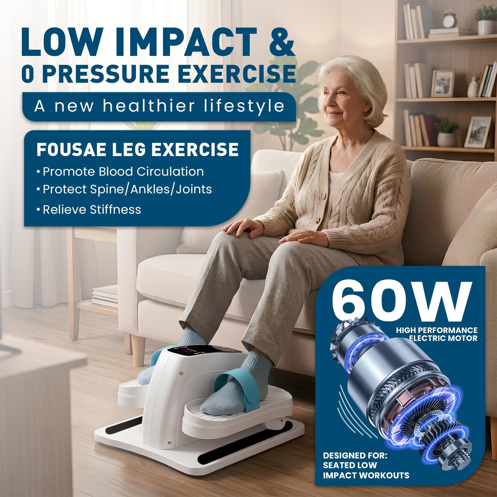 Elliptical Machine Electric Seated Pedal Exerciser 12-Speed Corded Remote LCD