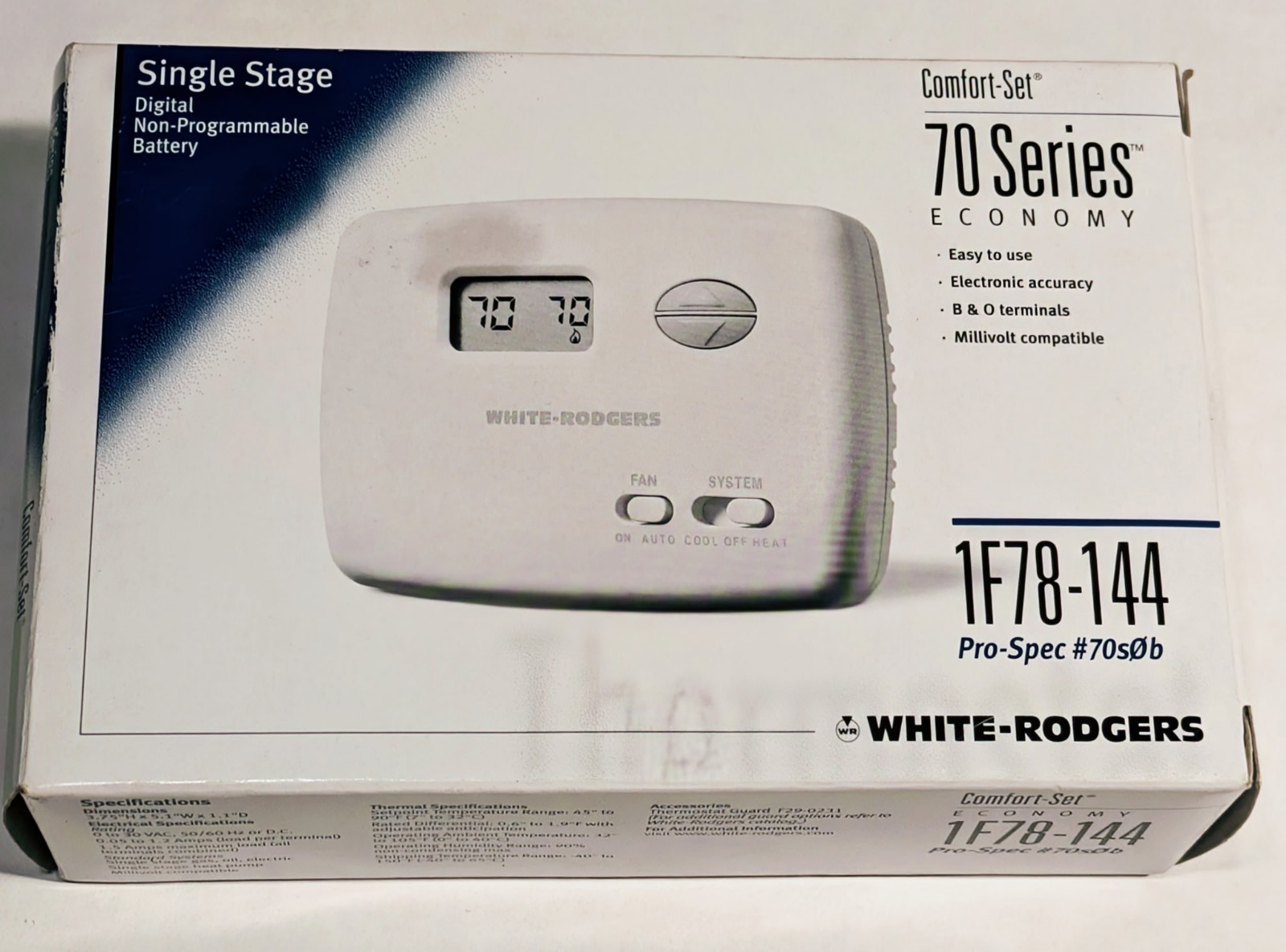 Emerson White-Rodgers Thermostat 1F78-144 70 Series Non-Programmable NOB
