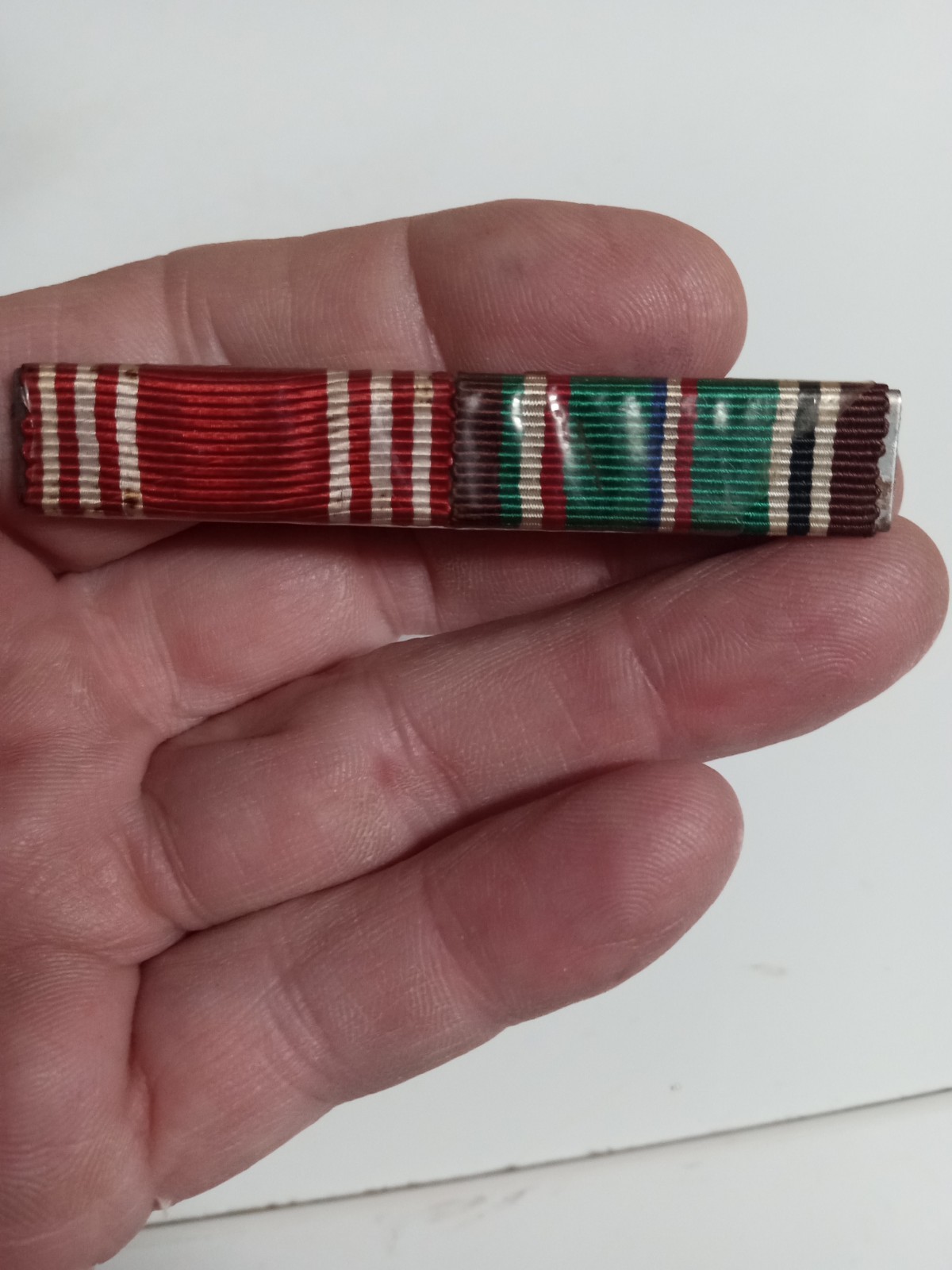 Original WW2 British Made U.S. Army Good Conduct & European Service Ribbon Bar
