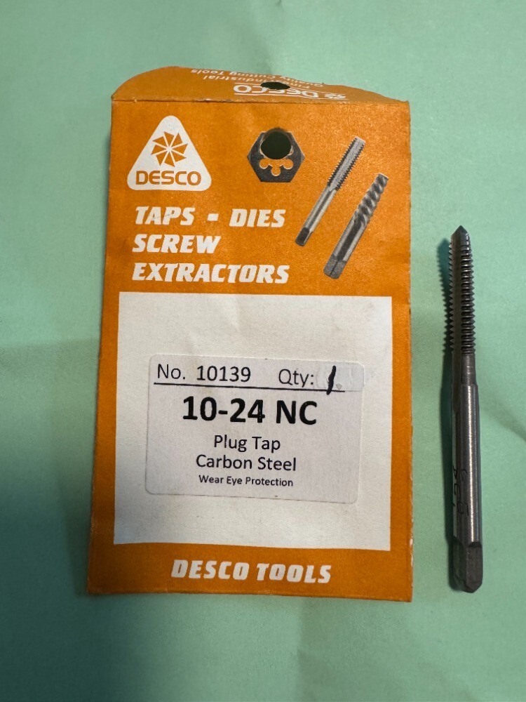 10-24 NC Bottom Hand Tap DESCO Model 10139 RH Carbon Steel 10/24 4 Flute