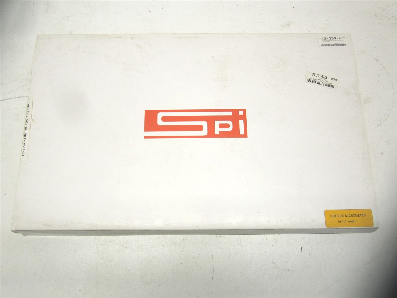 SPI 12-359-6 10-11 x .0001" Carbide Face Outside Micrometer w/ Standard and Case