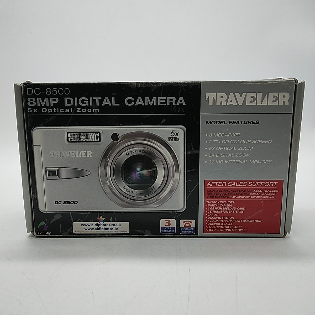 Traveler DC-8500 8MP Silver Compact Digital Camera w/Case, Boxed, Tested/Working