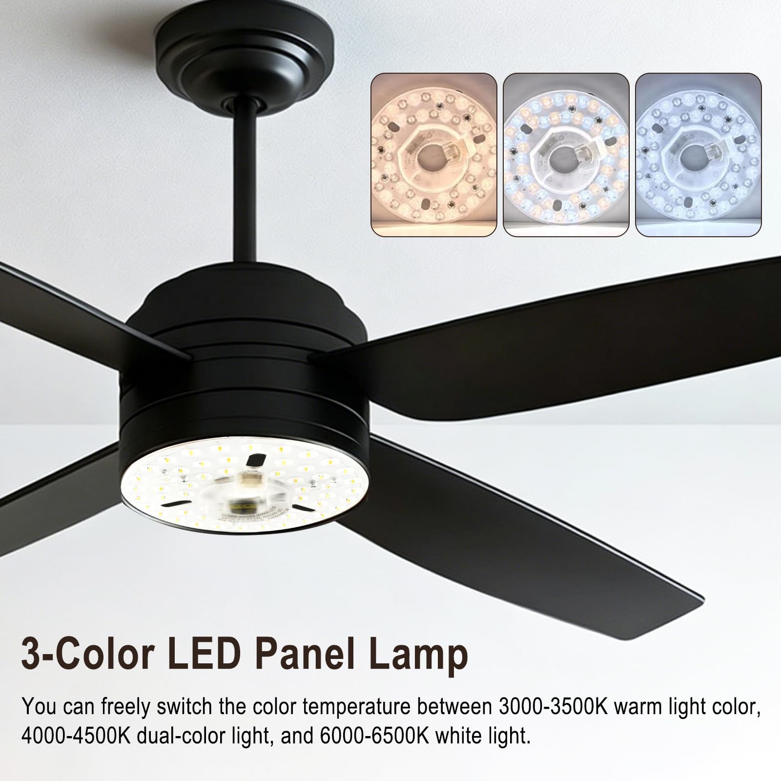 Ceiling Fan Light , 6.2" Dimmable Panel with 3 Color Temperature Options 3000...