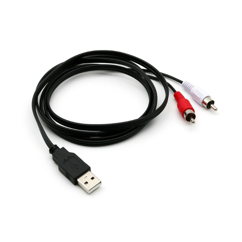 USB to RCA Cable 5FT USB A Male to 2 RCA Male Audio Cord for PC TV HDTV