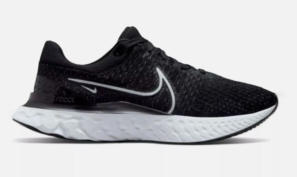 Nike React Infinity Run Flyknit 3 Men’s US 9.5 Black White New!