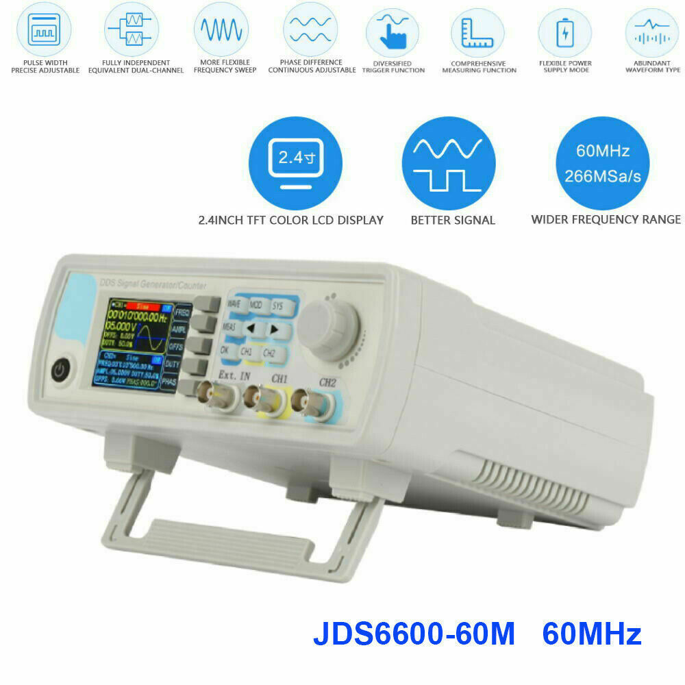 JDS6600 60MHz Signal Generator Dual Channel DDS Function Waveform 2.4" Display